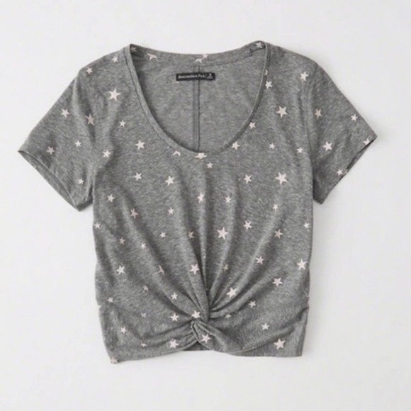 Abercrombie & Fitch Knot Front Tee Star Pattern L - Picture 3 of 9